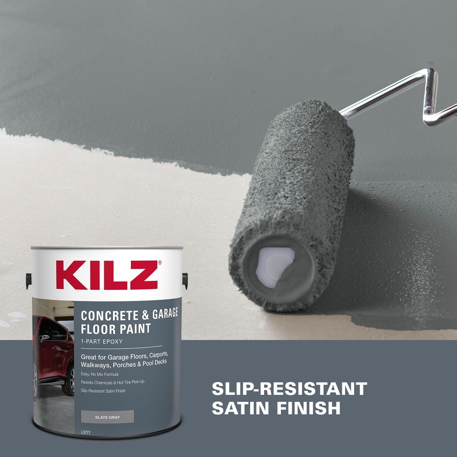 Indoor/Outdoor Concrete Paint, Slate Gray, Satin – 1 Gal#