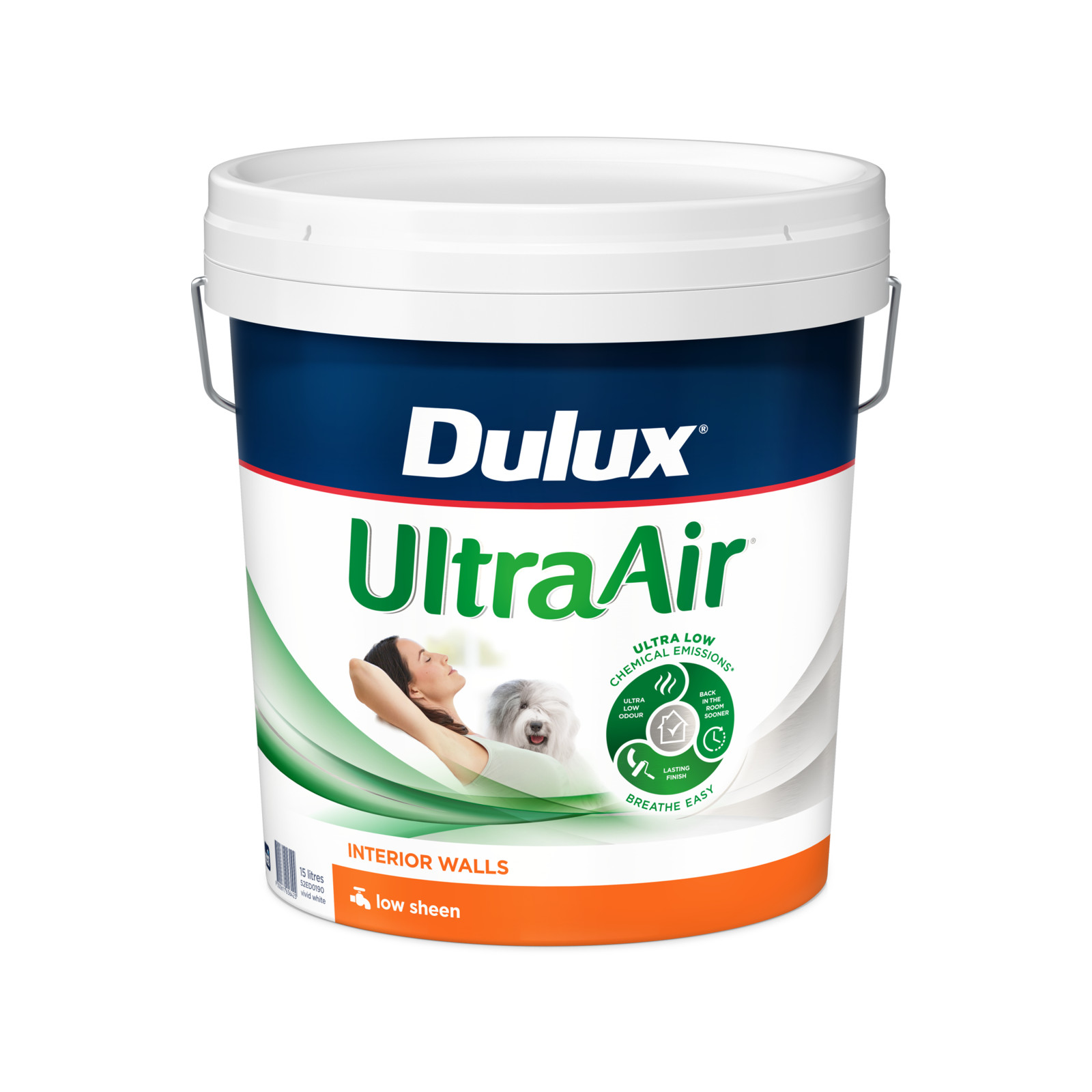 Dulux 15L Interior Paint UltraAir Low Sheen Vivid White