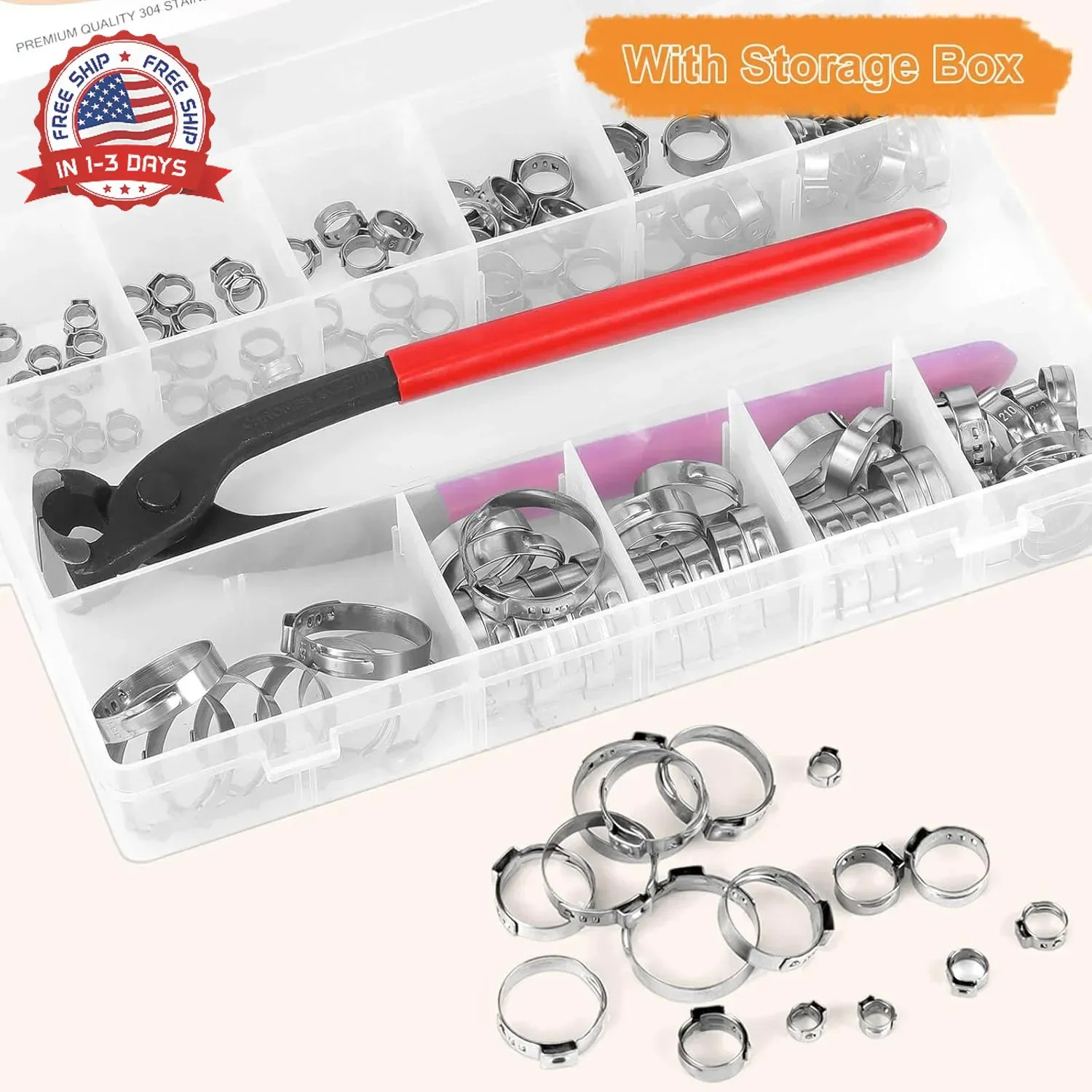 𝟭𝟮𝟬𝗣𝗖𝗦 𝟭𝟭 𝗦𝗶𝘇𝗲𝘀 𝗦𝗶𝗻𝗴𝗹𝗲 𝗘𝗮𝗿 𝗛𝗼𝘀𝗲 𝗖𝗹𝗮𝗺𝗽𝘀 304 Stain
