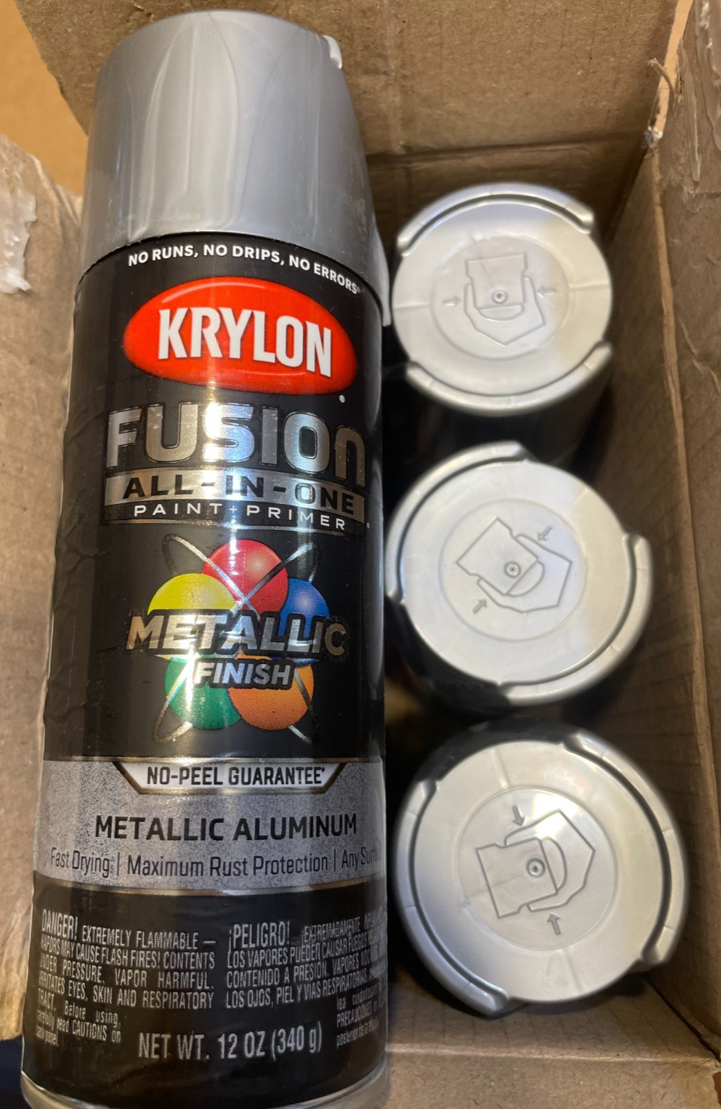 6 PCS Krylon K02766007 Metallic Spray Paint, Aluminum, Metallic, Solvent, 12 Oz