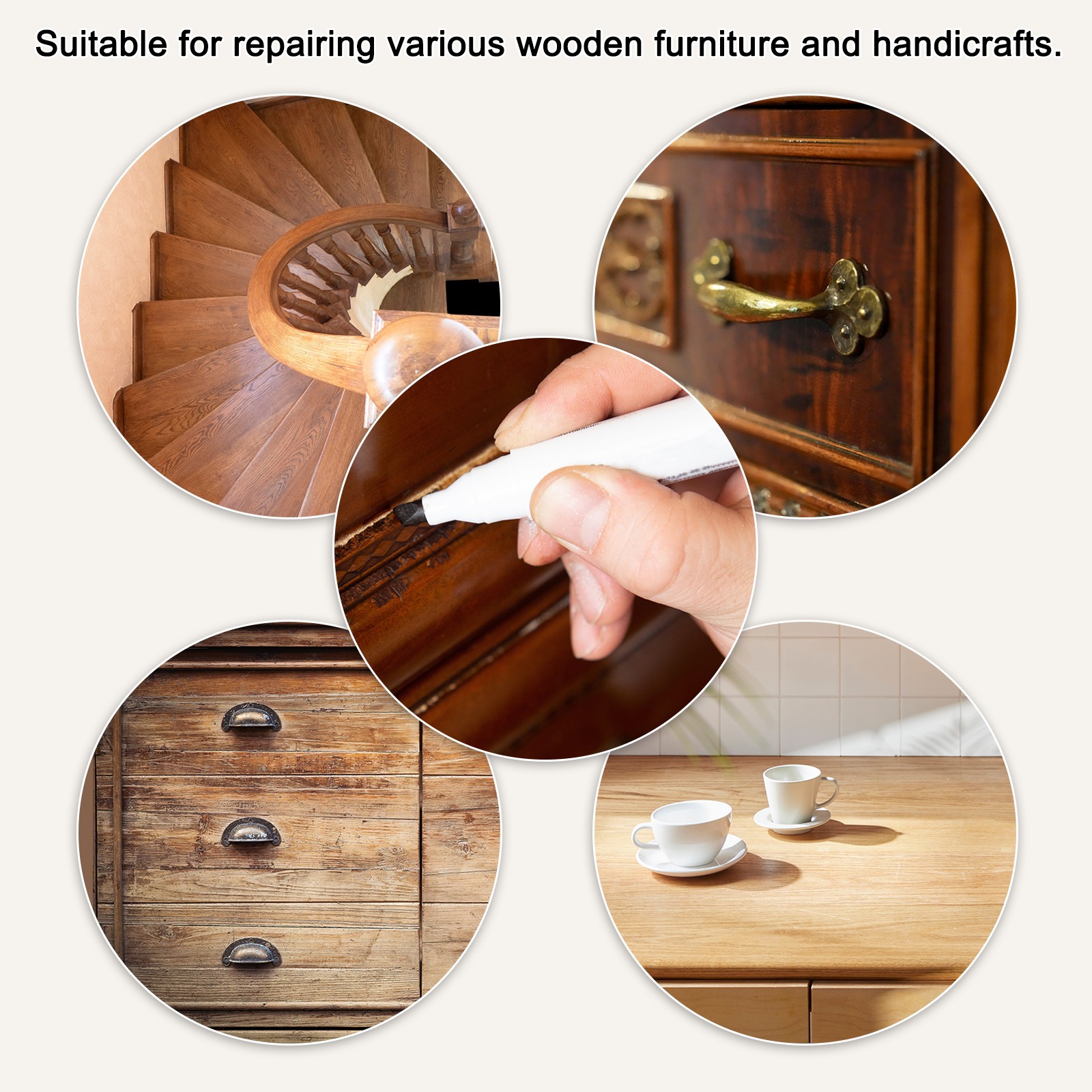 Furniture Markers Touch Up, 3pcs Furniture Repair Kit, Black/White/Gray