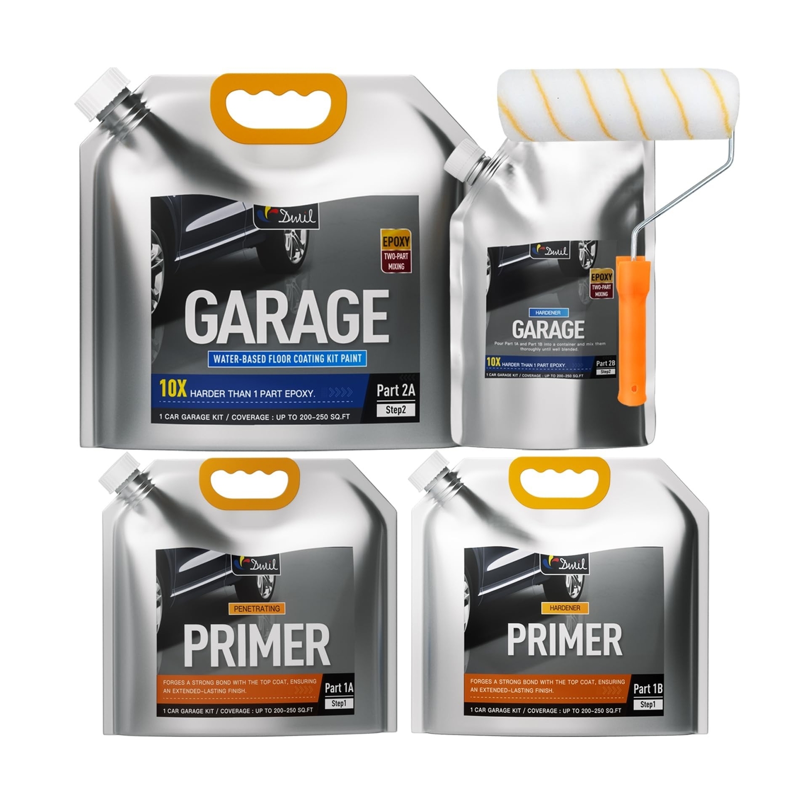 DWIL Garage Floor Epoxy Kit, Water-based Garage Floor Paint, High Gloss Epoxy…