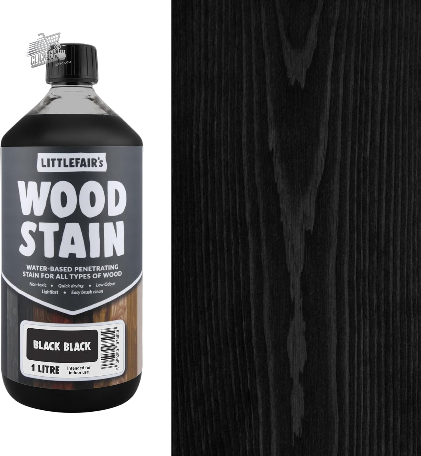 Littlefa Matte Black Wood Dye 1L Water Biting Indoor Outdoor Furniture Beams