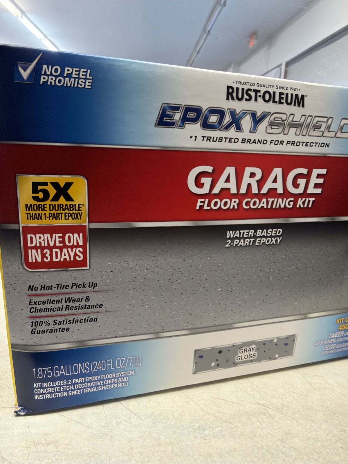 Rust Oleum Epoxy Shield Protect Gray Garage Floor Coating Kit High Gloss 2.5 Car