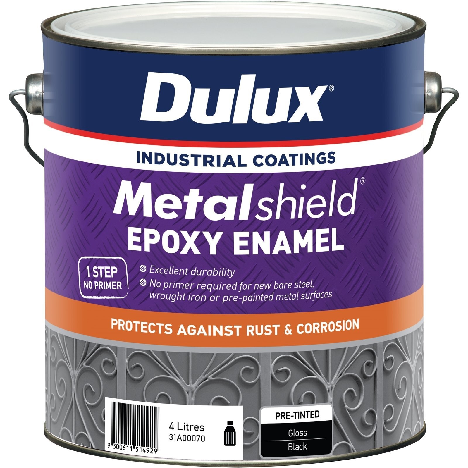 Dulux 4L Metalshield Epoxy Enamel Gloss Paint Black – 4L