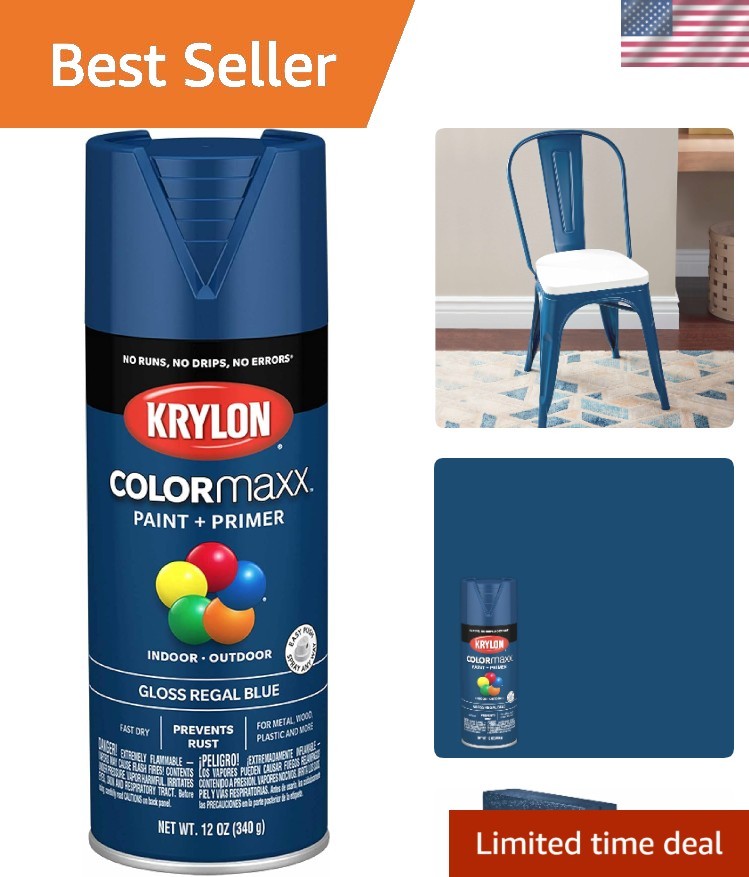 12oz KRYLON COLORmaxx Gloss Regal Blue Spray Paint – Rust Resistant & Fast Dry