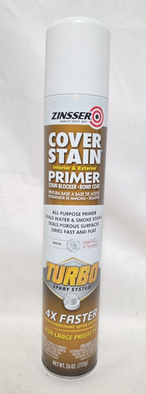 Zinsser 26 Oz. Cover Stain Primer Spray with Turbo Spray System, Flat White