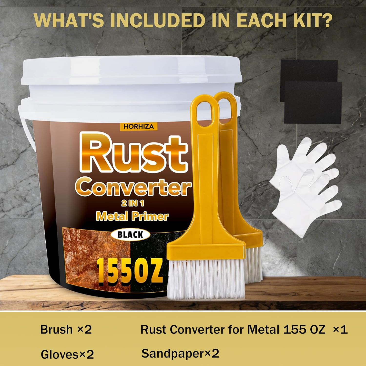 2 in 1 Rust Converter & Metal Primer, 155 Oz Black Rust Inhibitor Paint for Meta
