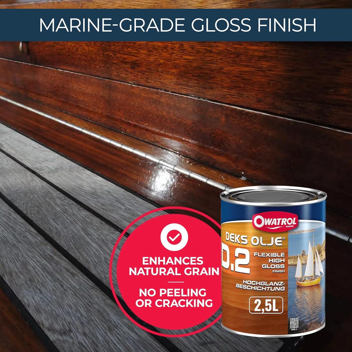 Deks Olje D2 Marine Varnish – High Gloss for Wood & Metal Surfaces