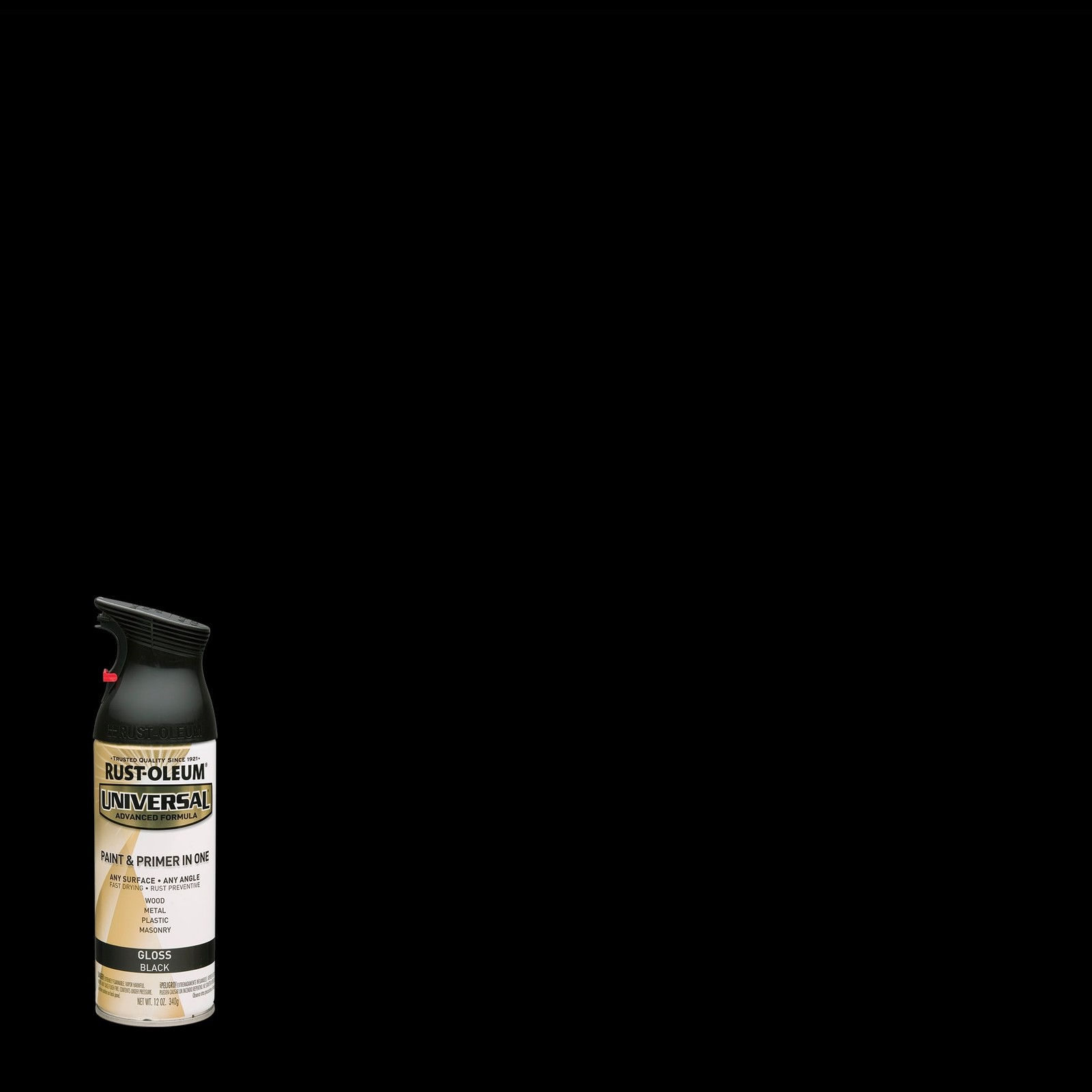 Rustoleum 245196EA Universal Premium Spray Paint, Gloss Black, 12 Oz Aerosol Can