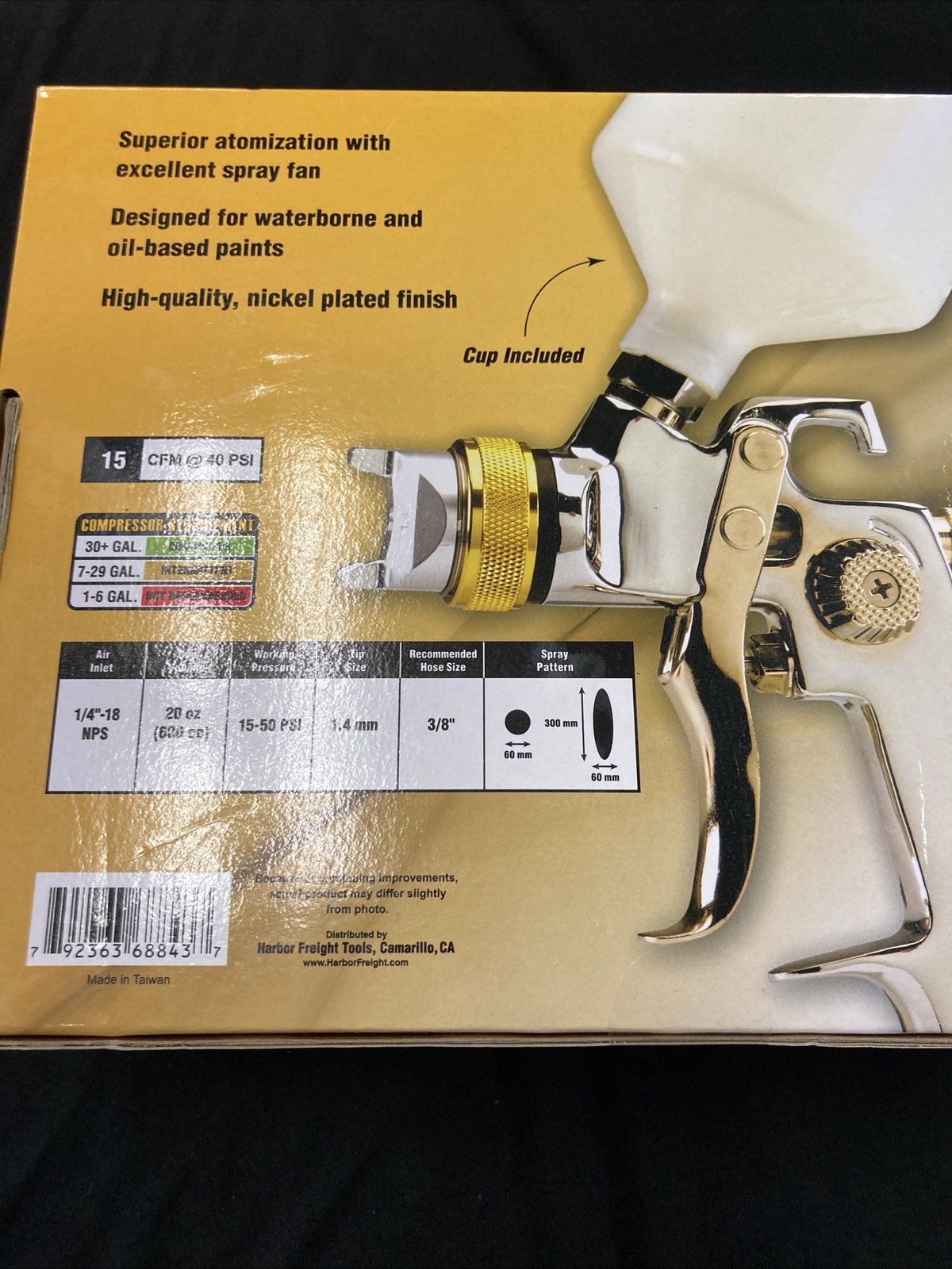 Central Pneumatic Professional HVLP Auto Paint Restoration Spray Gun 20 oz.*NEW*