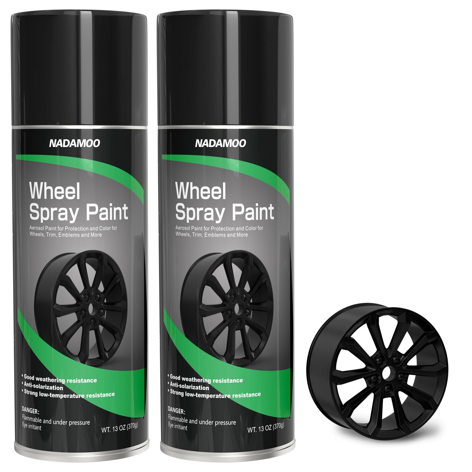 Aluminum Wheel Spray Paint, Semi-Gloss Black, 2 Cans, 13 Oz Each – Car Rim