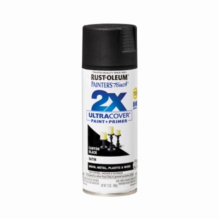 Rust-Oleum 346951 Painters Touch Satin Canyon Black 2X Spray Paint – Pack of 6