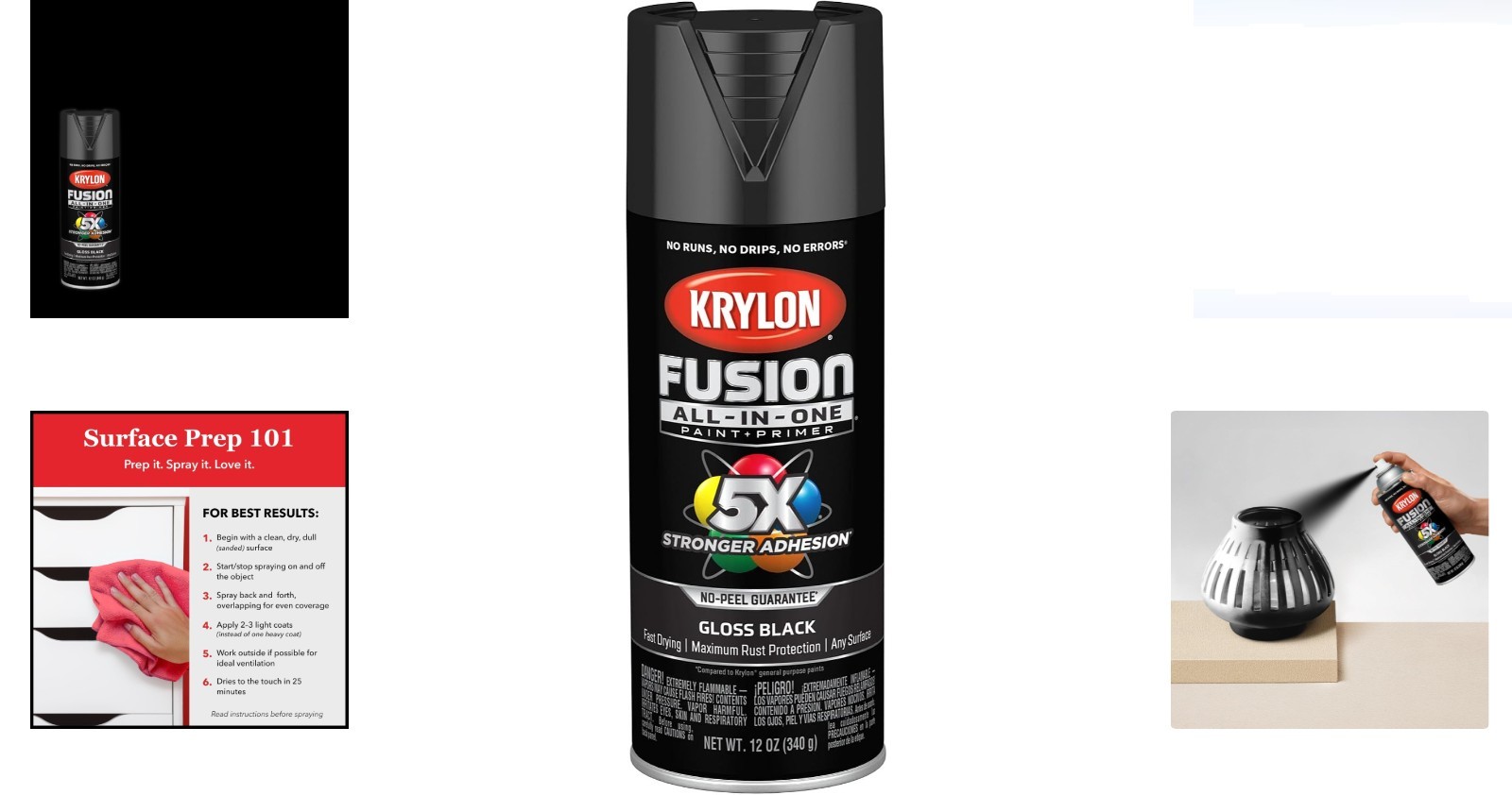 Aerosol Black Gloss Spray Paint – 12 Oz for Superior Adhesion & Rust Protection