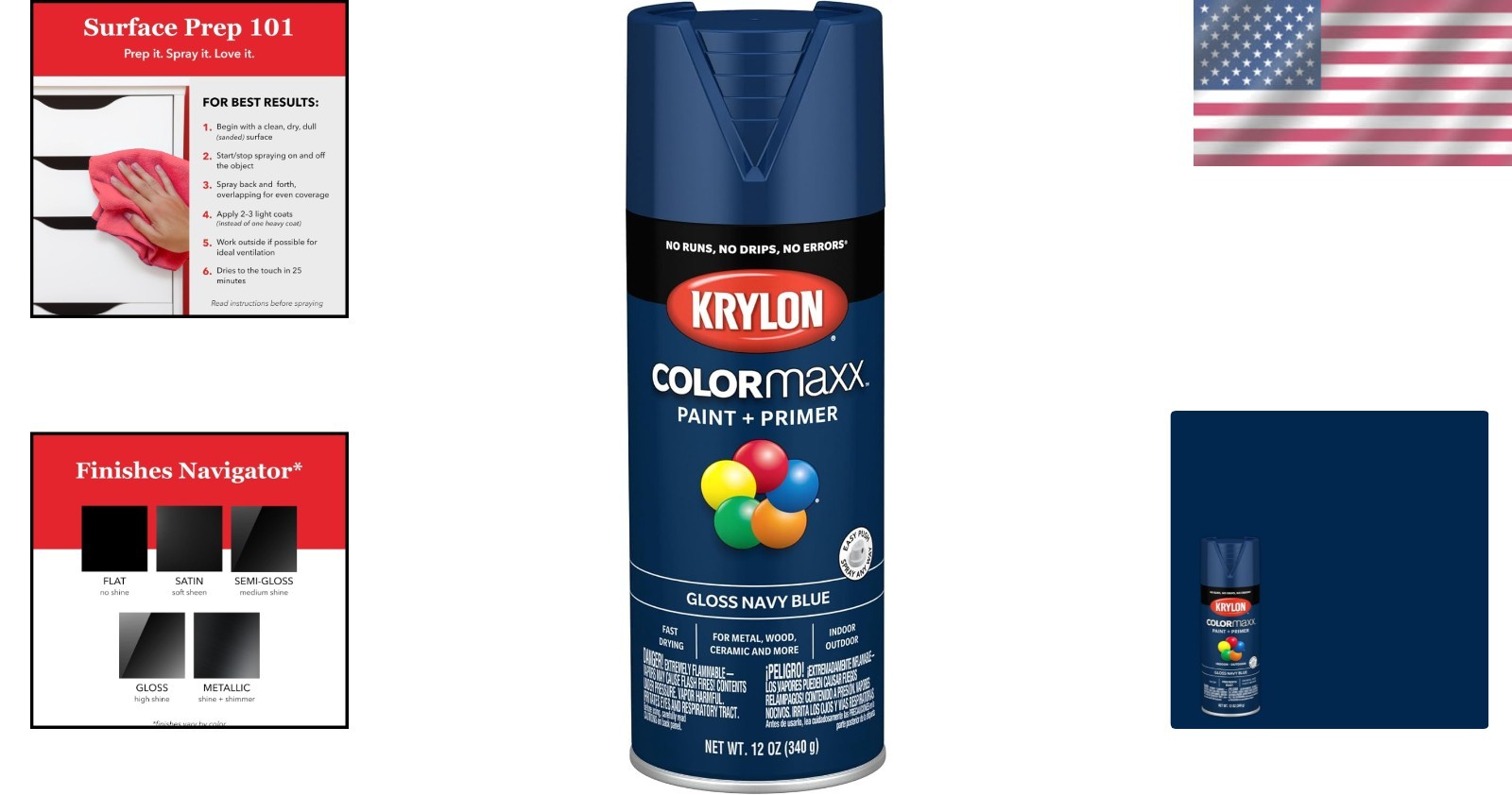 Fast-Drying 12 Oz Gloss Navy Blue Spray Paint – Rust Resistant for All Surfaces