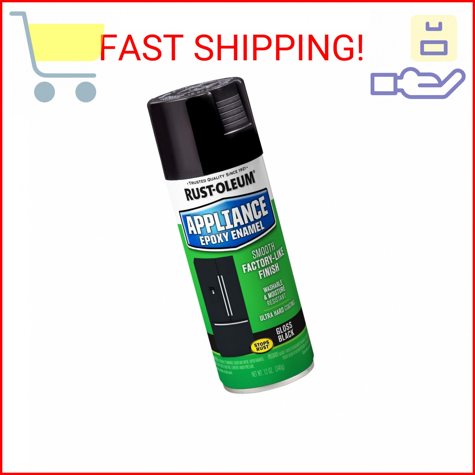 Rust-Oleum 7886830 Specialty Appliance Epoxy Spray Paint, 12 oz, Black