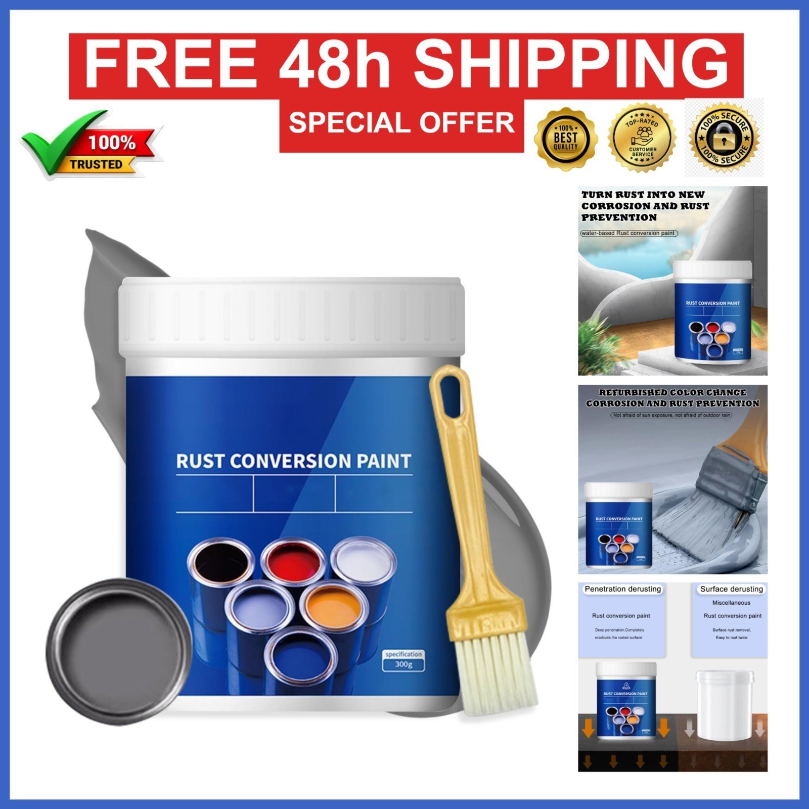 YIVANNUO Rust Converter for Metal, 300g Waterproof Rust Paint