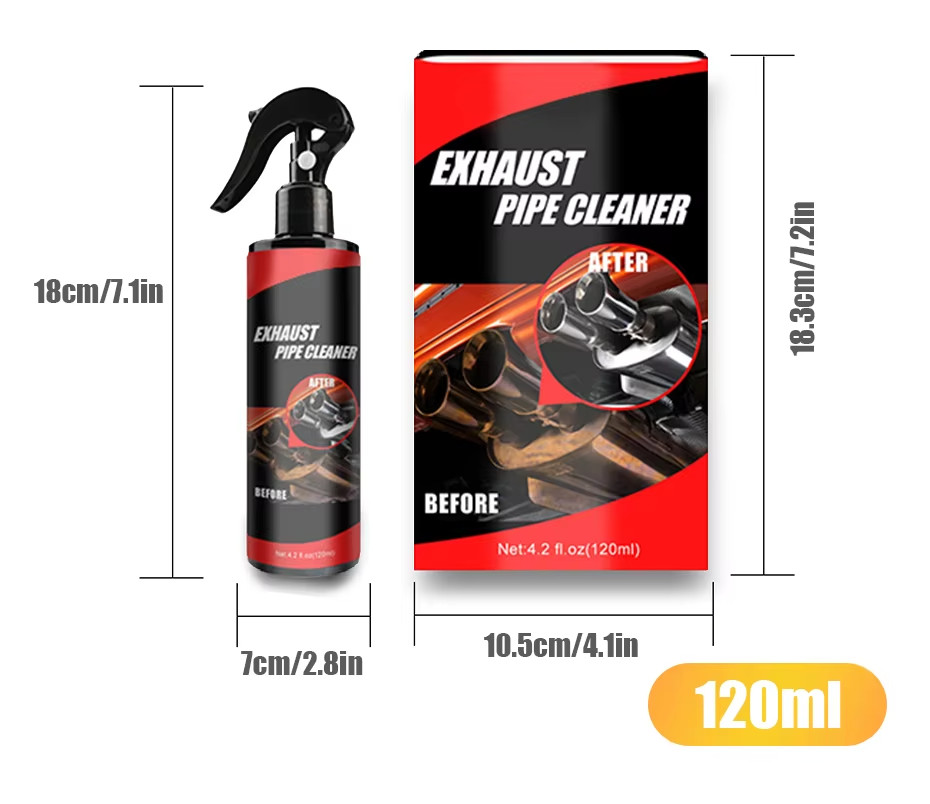 120ml cleaner for exhaust pipes car motorcycle + gloves brushes rust removal