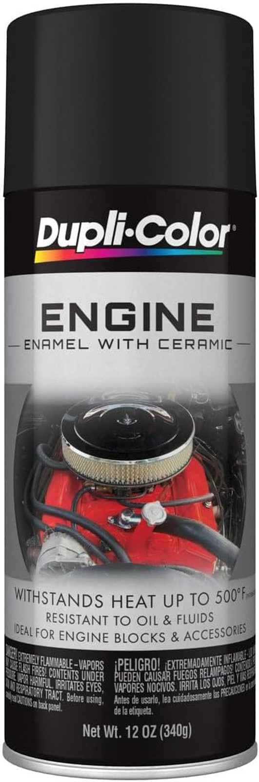 DE1654 Engine Enamel Spray Paint with Ceramic – Flat Black – 12 Oz Aerosol Can