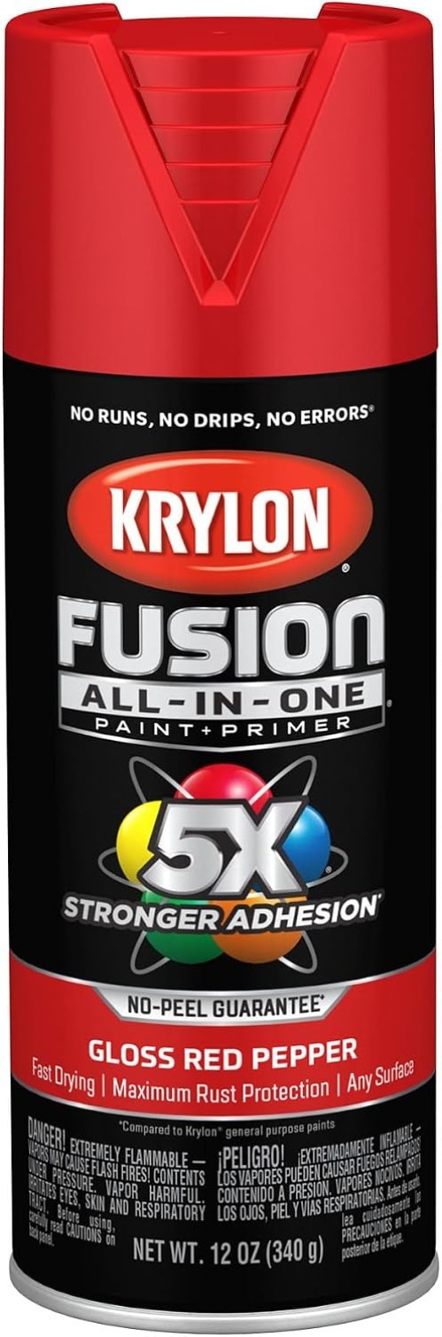 Fusion All-In-One Gloss Spray Paint & Primer, Red Pepper – Quick-Dry & Versatile
