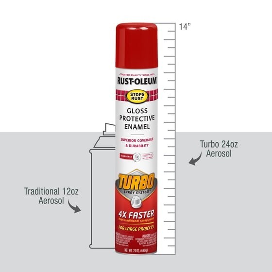 Rust-Oleum Stops Rust Turbo Gloss Spray Paint Sunrise Red 24 oz 3-Pack