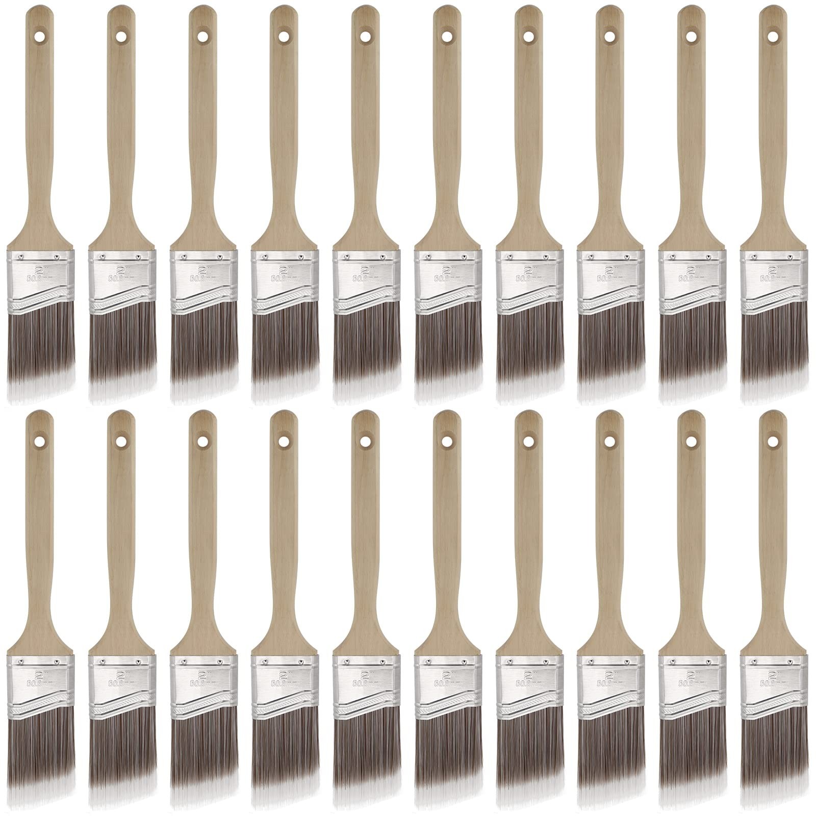 20 PCS 2 Inch Angle Paint Brushes for Acrylics, Stains, Interior & Exterior Use