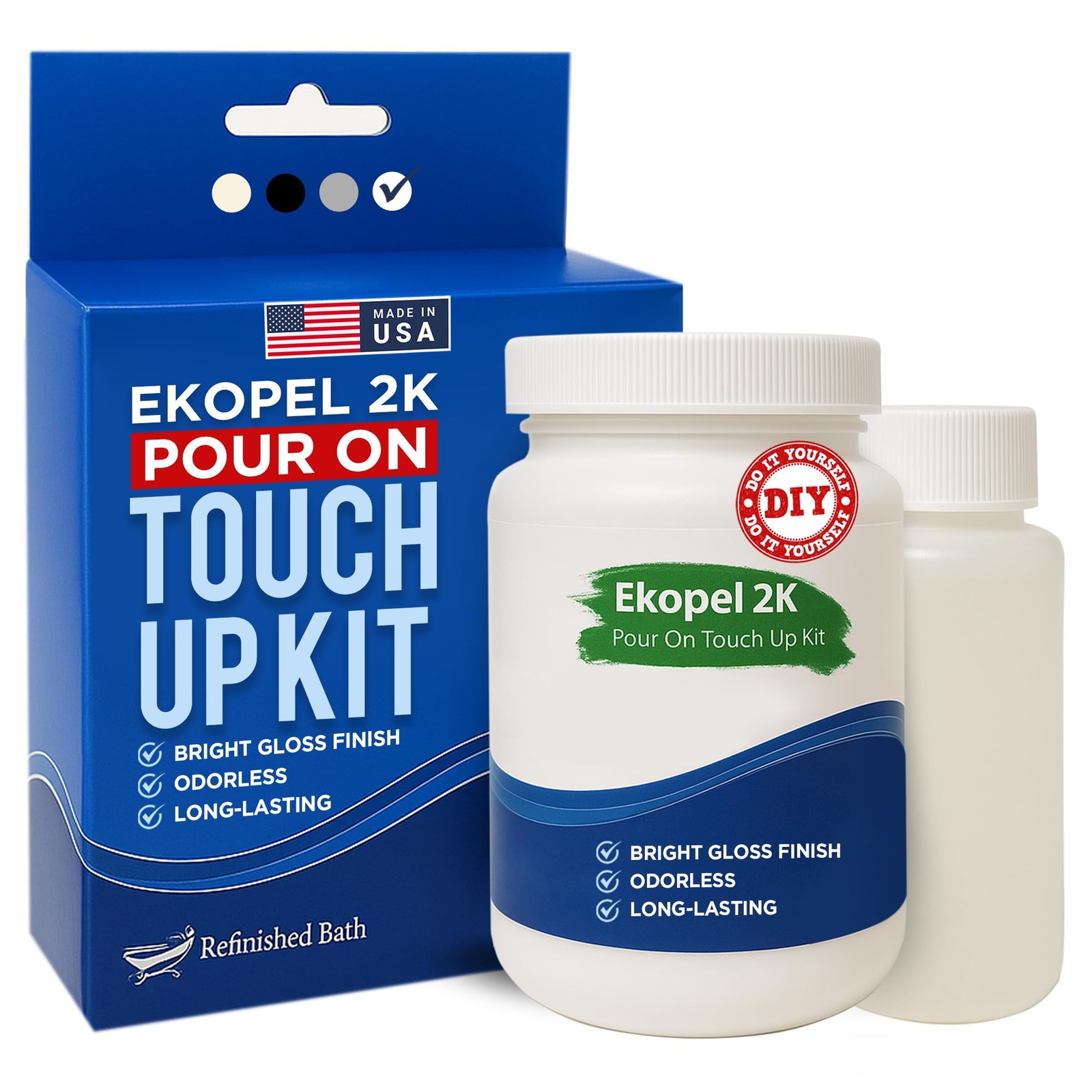 Ekopel Bathtub Refinishing Kit – Made 1 Count (Pack of 1), Pour On Touch Up