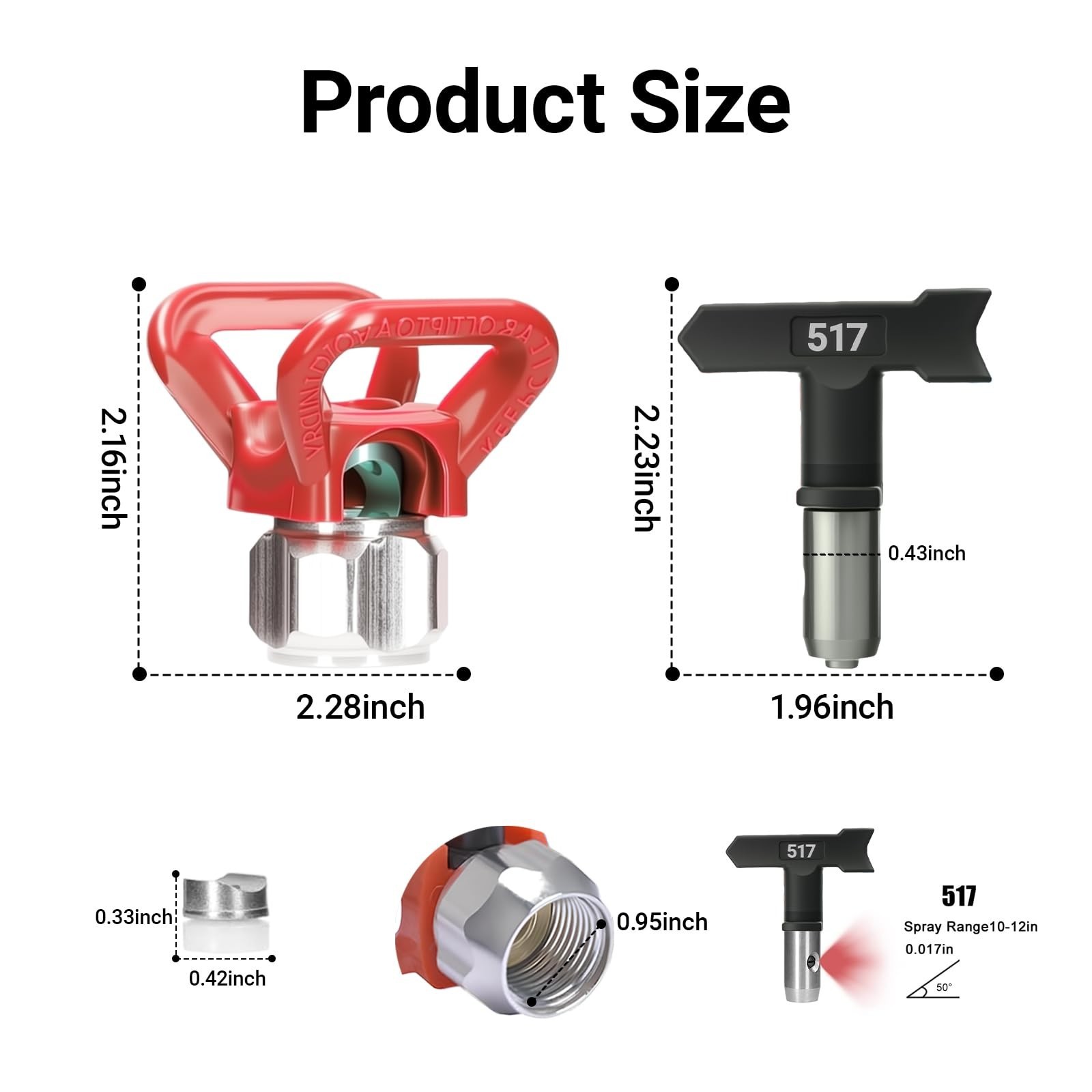Airless Spray Tip for Standard Airless Paint Spray ，Includes 517 Nozzle t