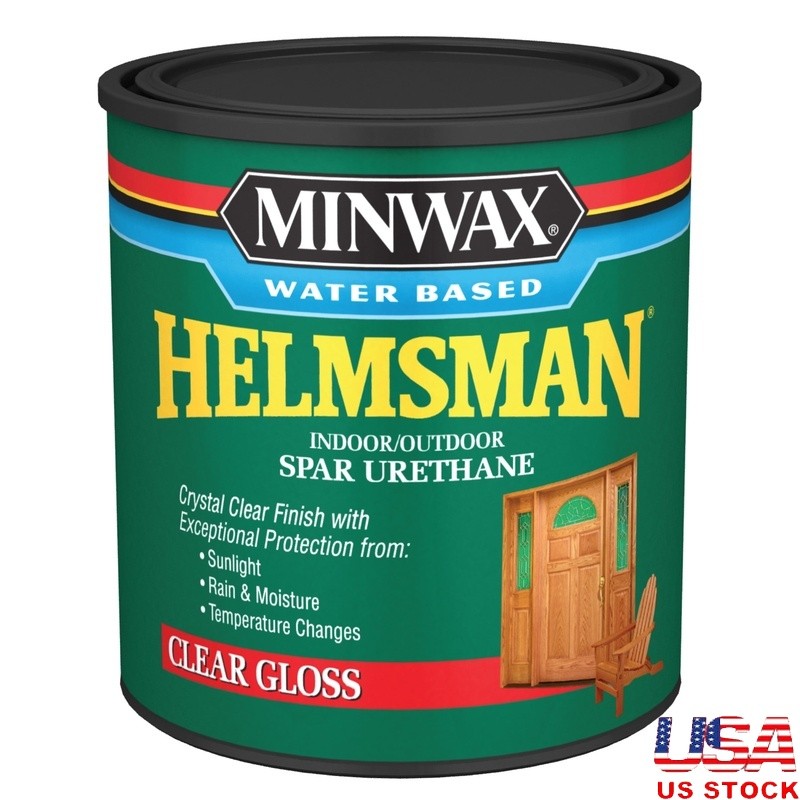 Water Based Spar Urethane Indoor Outdoor Wood Finish Clear Gloss Sealant 1 Quart