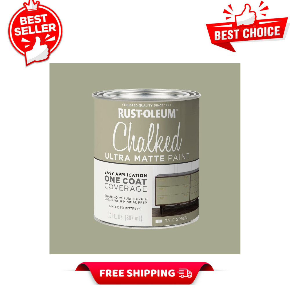 Rust-Oleum Chalked Ultra Matte Paint, Tate Green 32oz Quart Interior Wood Metal