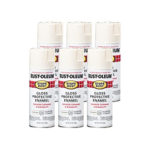 6 Pack Rust-Oleum 7789830-6PK Stops Rust Spray Paint, 12 oz, Gloss Canvas White,