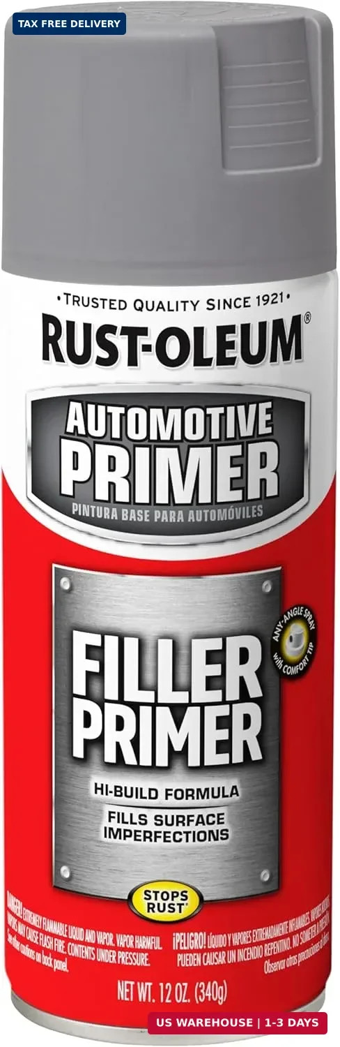 Rust-Oleum Automotive 2 In 1 Filler and Sandable Primer Spray Paint Gray 12 Oz