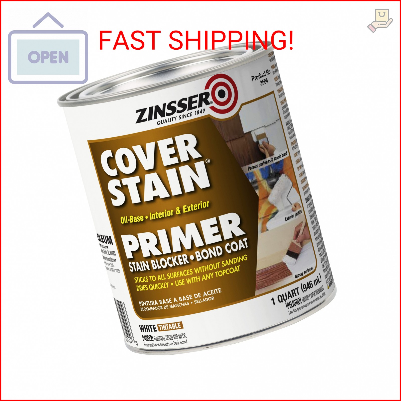qt Zinsser 03504 White Zinsser, Cover-Stain Oil-Based Stain Blocker, 450 VOC