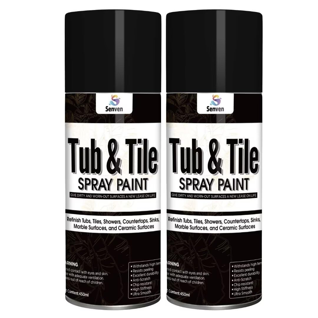 Black Tub Tile Spray Paint High Gloss Spray Paint Waterproof Black Bathtub Ti…
