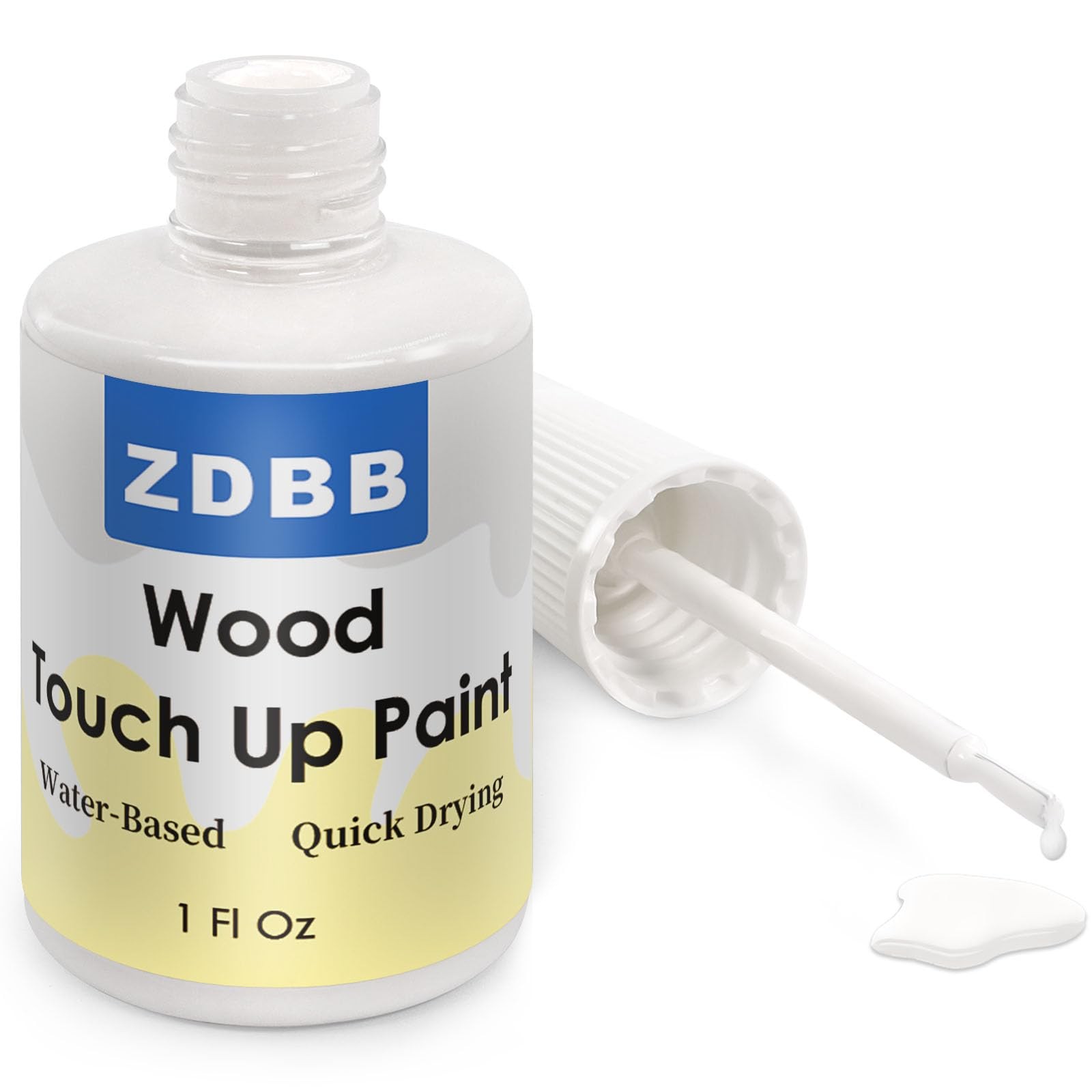 ZDBB Wood Touch Up Paint White, 1 Oz Cabinet 1 Fl (Pack of 1), White
