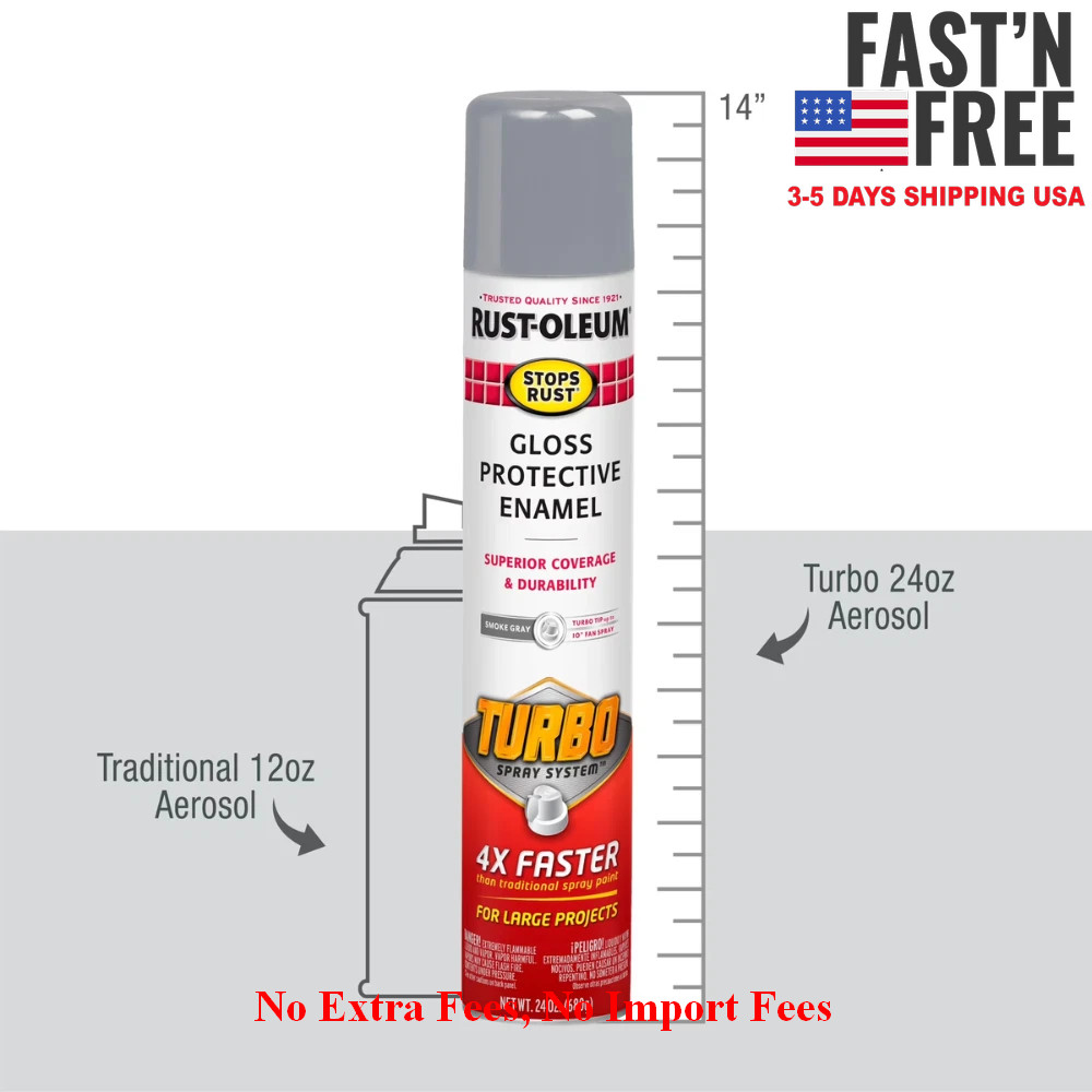 Rust-Oleum Stops Rust Turbo Spray Paint Gloss Smoke Gray 24 oz Protective 3 Pack
