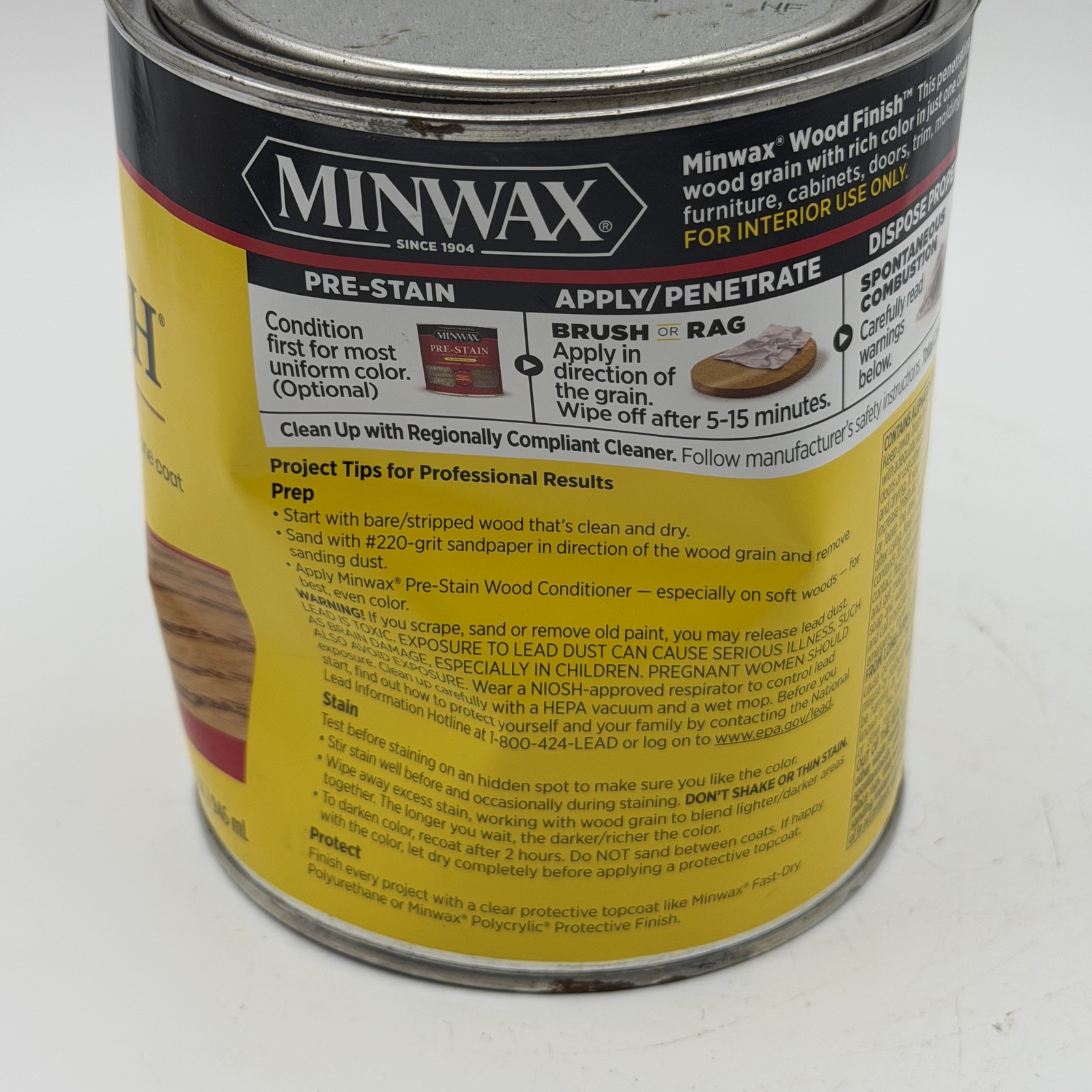 Minwax Wood Finish Golden Oak 210B Oil-Based Penetrating Stain 32 fl oz Dented