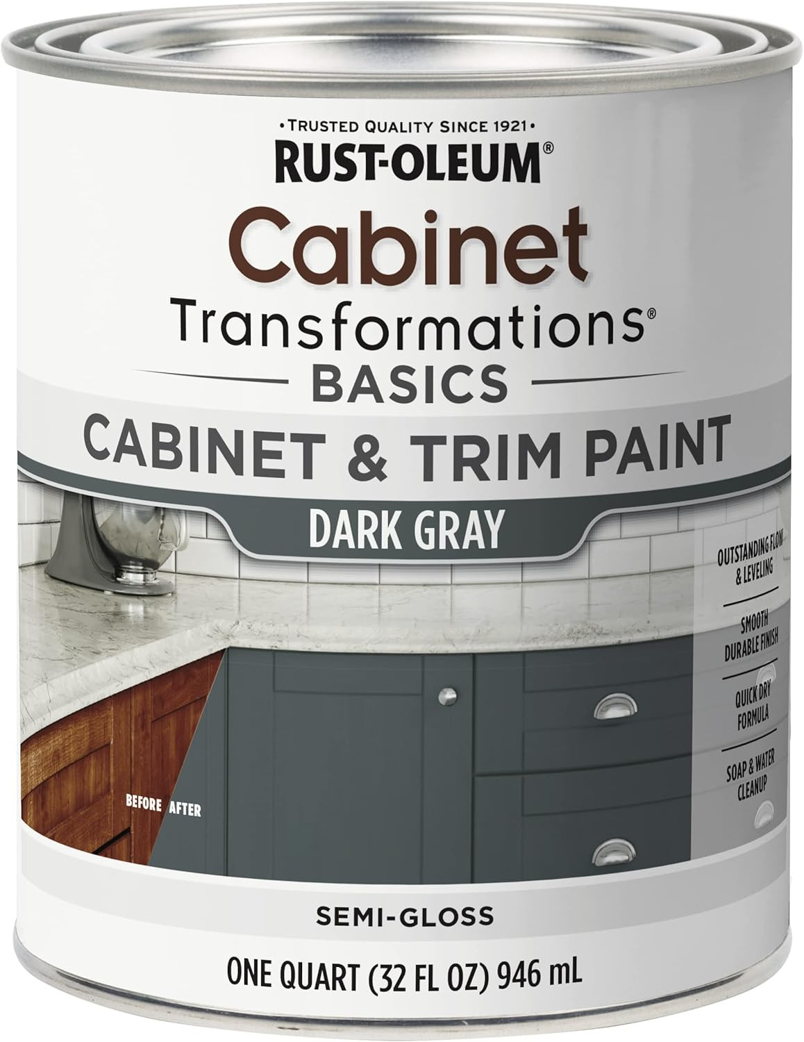 372012 Transformations Basics Cabinet & Trim Paint, Quart, Black