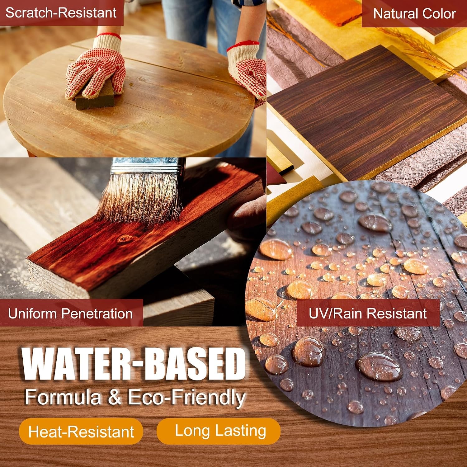 Golden Oak Water Based Wood Stain Waterproof Varnish for Indoor Outdoor