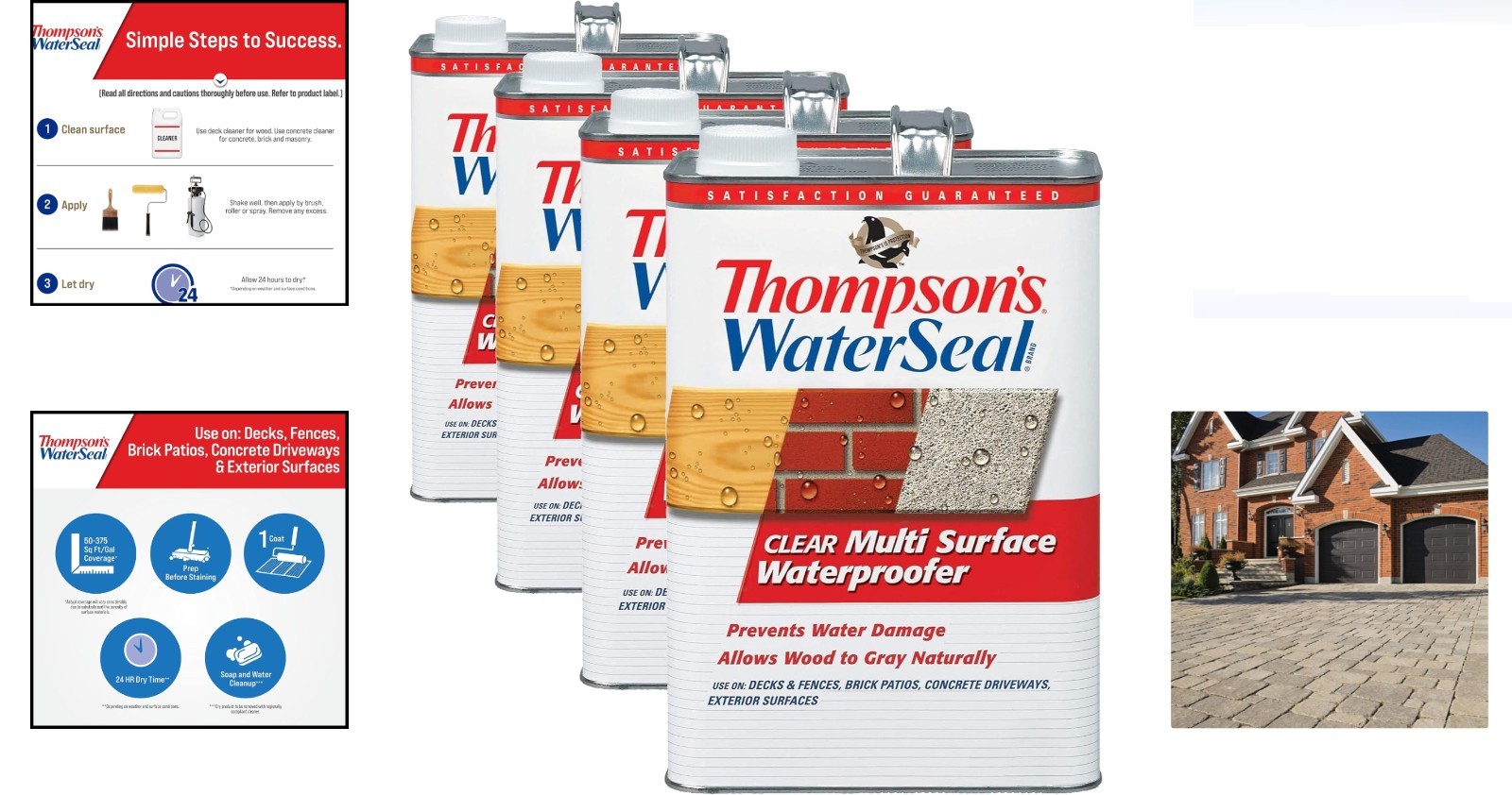 Thompson’s WaterSeal Multi-Surface Waterproofer Stain Clear 4 Gallons Exterio…