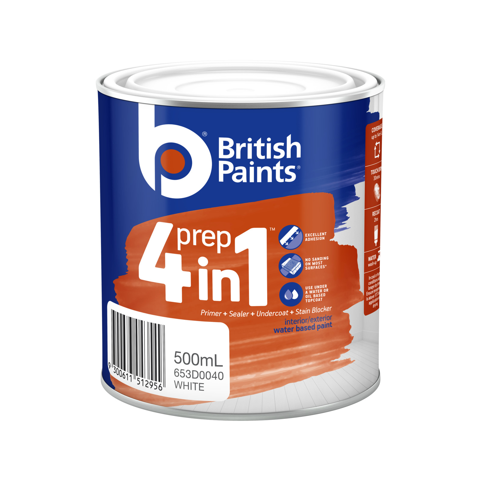 British Paints White 4 In 1 Prep Water Based Primer Sealer Undercoat – 500ml