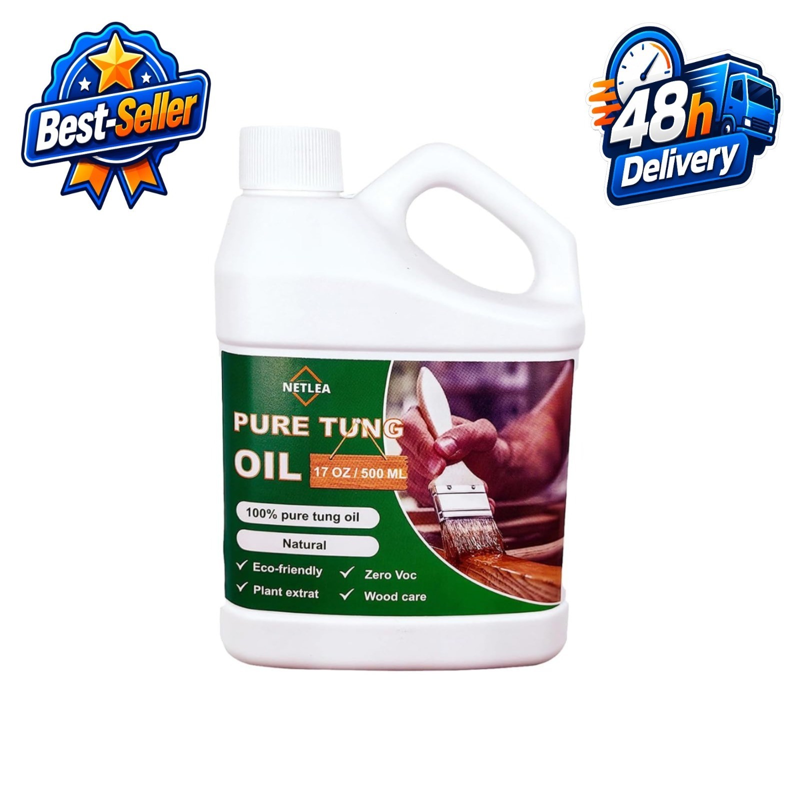 17oz Pure Tung Oil Finish for Wood – Natural, Non-Toxic, Waterproof