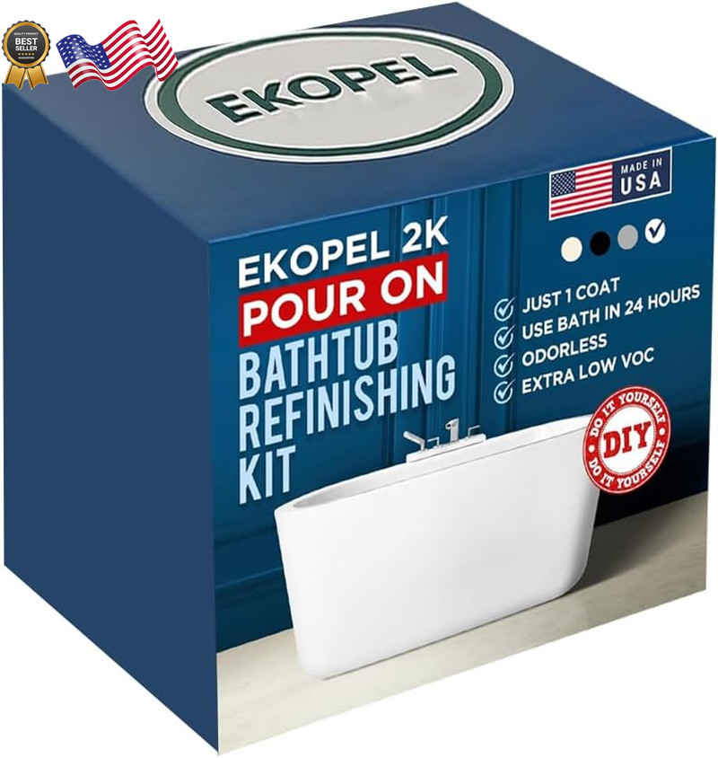 Ekopel 2K Bathtub Refinishing Kit Pour On Bathtub Paint White Gloss Finish Kit