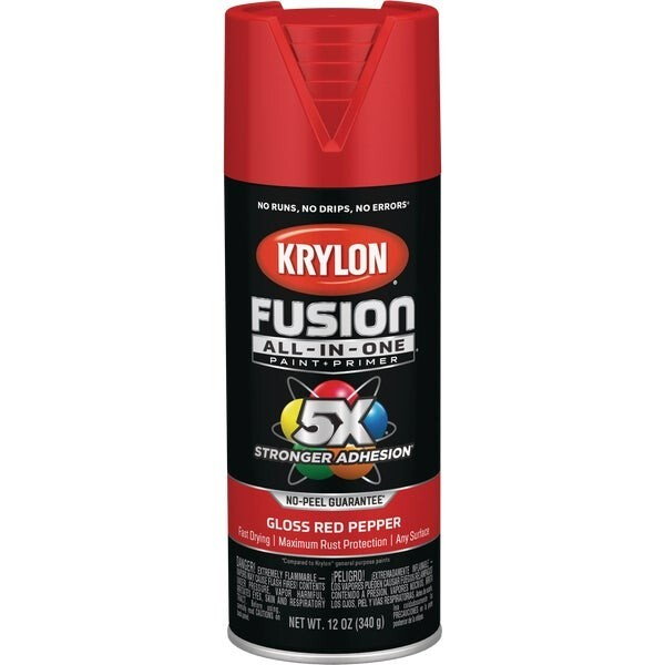 6-Krylon Fusion All-In-One Gloss Spray Paint & Primer, Red Pepper K02720007
