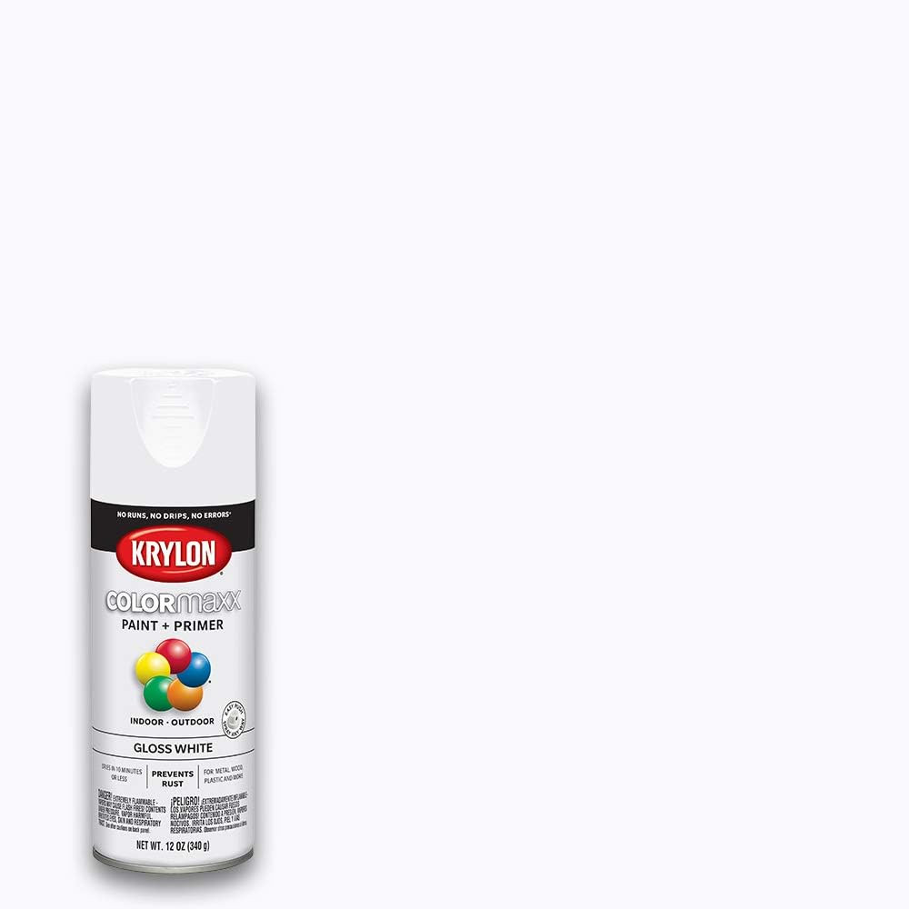 Krylon Colormaxx 12 Oz Gloss White Spray Paint Fast Dry Rust Protection