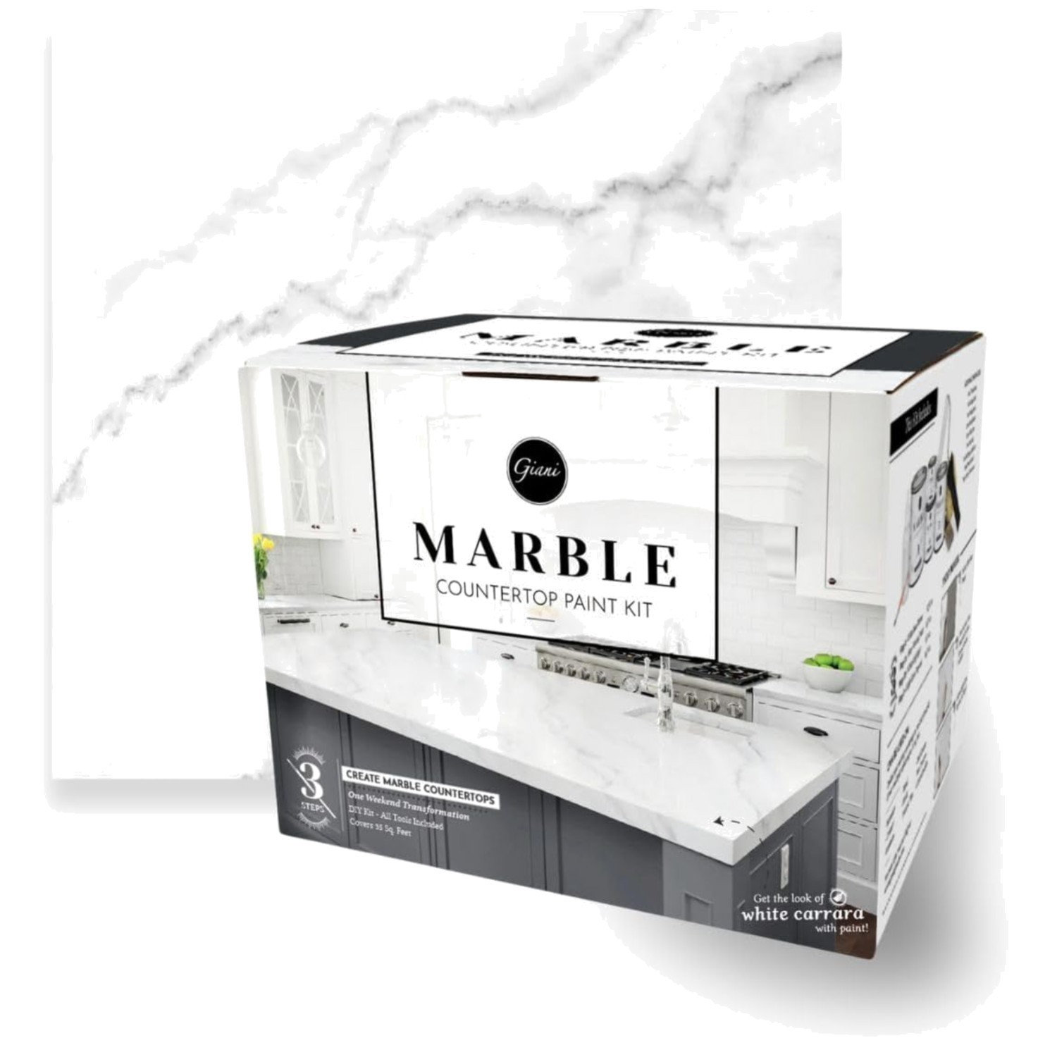 Carrara White Countertop Paint Kit – Easy 3-Step Application