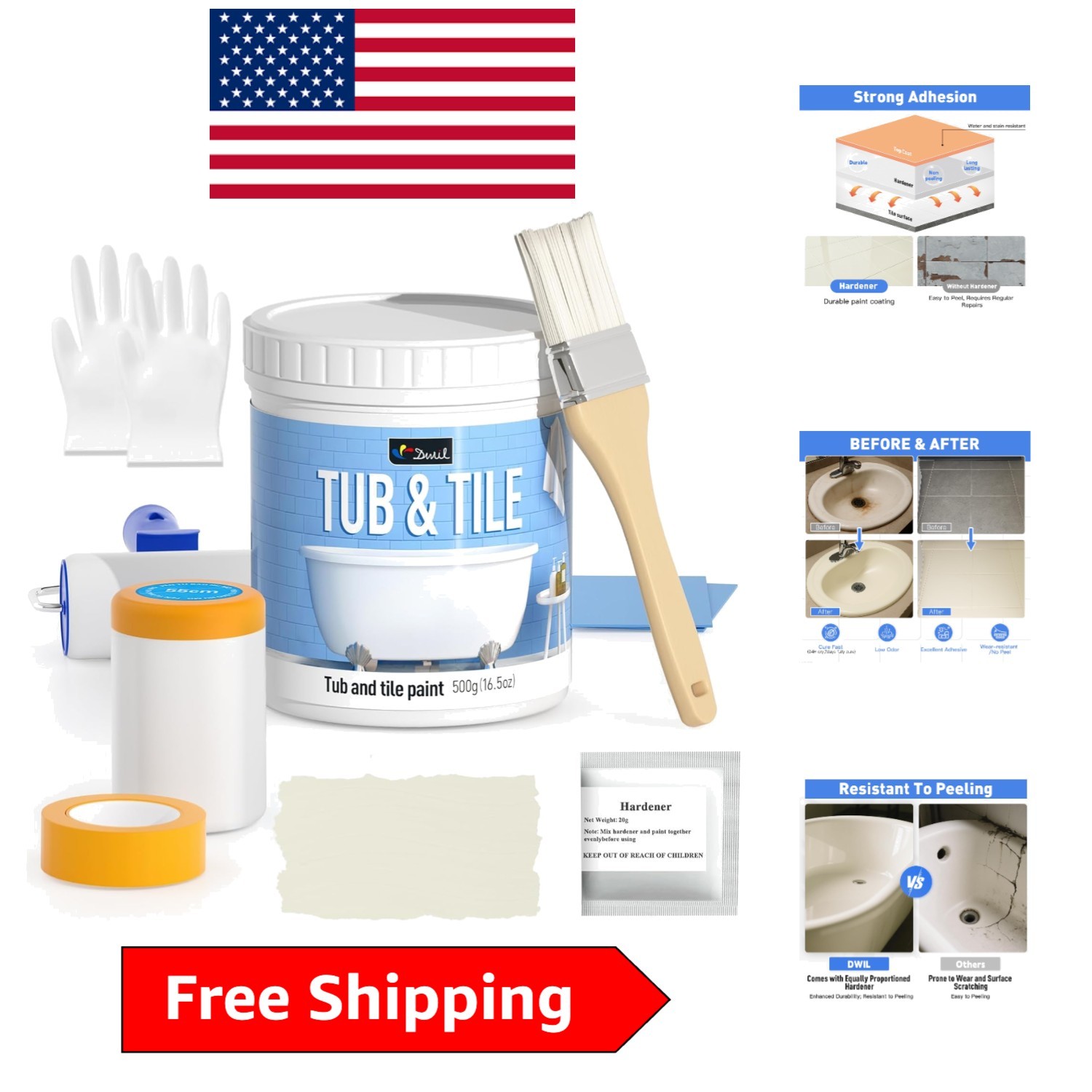 Transform Your Bathroom: All-in-One Tile Refinishing Kit, 25-30 Sq.Ft Coverage