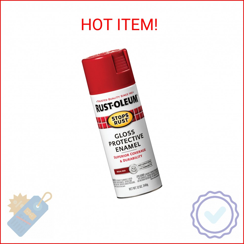 Rust-Oleum 7765830 Stops Rust Spray Paint, 12 oz, Gloss Regal Red