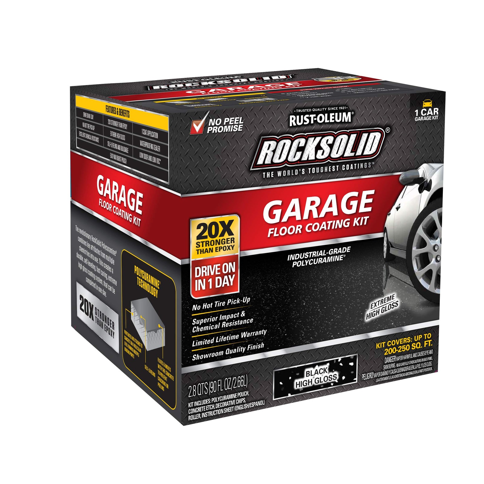 Rust Oleum Rocksolid Polycuramine Garage Floor Coating Black Durable 250 Sq Ft