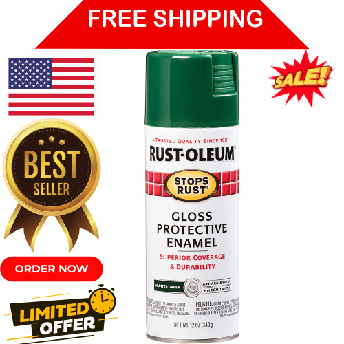 Rust-Oleum 7738830 Stops Rust Spray Paint, 12-Ounce, Gloss Hunter Green